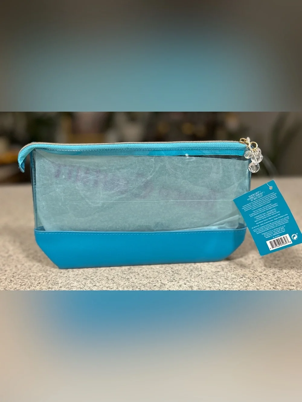 Juicy Couture Bright Blue and Clear Cosmetic Bag - NWT